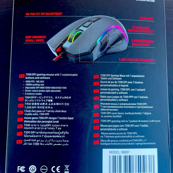 Redragon Griffin M607 USB Wired Gaming Mouse with 7 Programmable Buttons - Picture 1 of 2